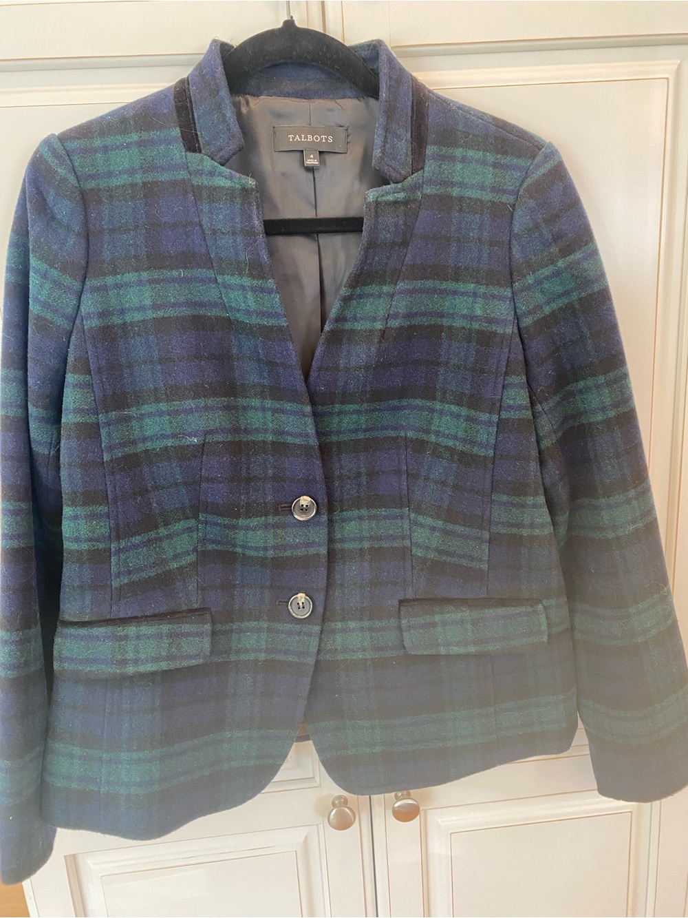 Talbots Green and Blue Plaid  Blazer